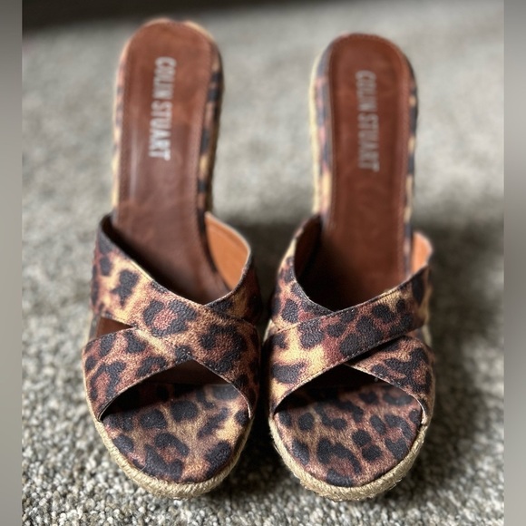 Colin Stuart Leopard Platform Wedge Open Toe Sandal - Picture 6 of 9